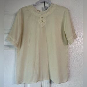 Vintage Tess 100% Silk Elegant Cream Women's Top